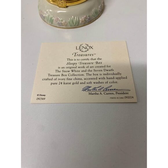 LENOX SLEEPY TREASURE BOX Disney Snow White NEW in BOX with COA - Picture 3 of 8